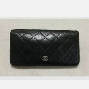 AUTH CHANEL CC Logos Quilted Long  Wallet